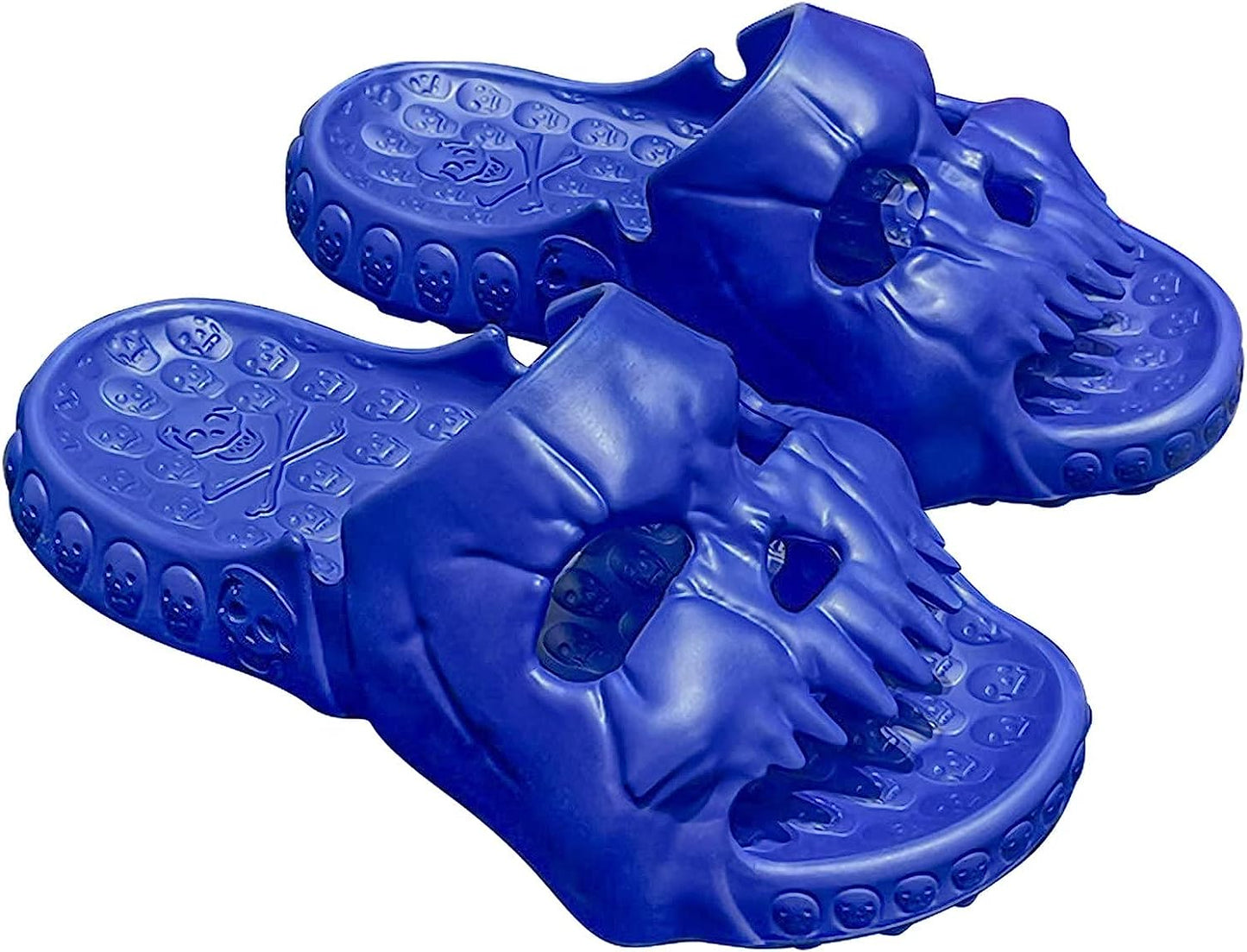 THATLILSHOP 8-8.5 Women/6.5-7 Men / Royalblue Skull Cloud Slippers