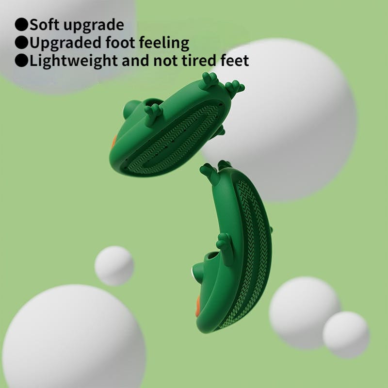 Thatlilshop Cute cartoon quirky frog slippers(Get free socks)