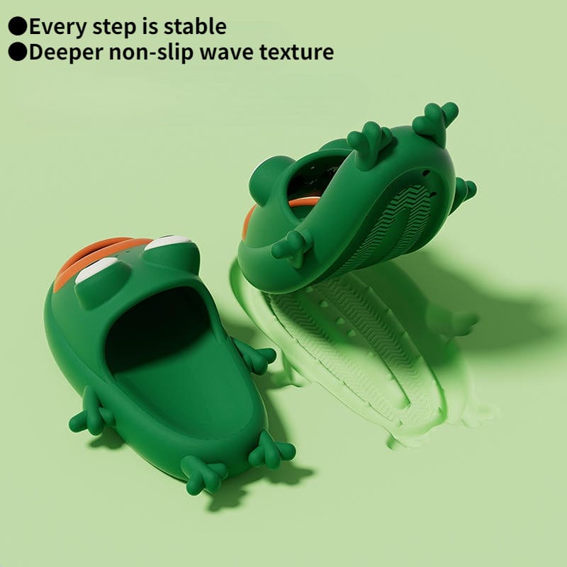 Thatlilshop Cute cartoon quirky frog slippers(Get free socks)
