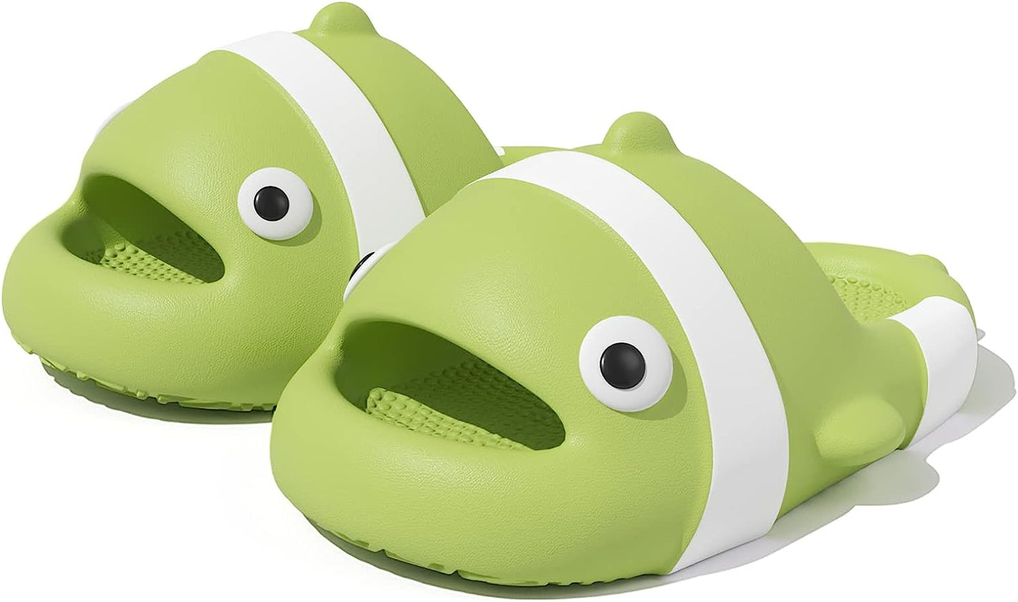 THATLILSHOP Green / 12.5-13 Little Kid Cartoon Clown Fish Family Slides