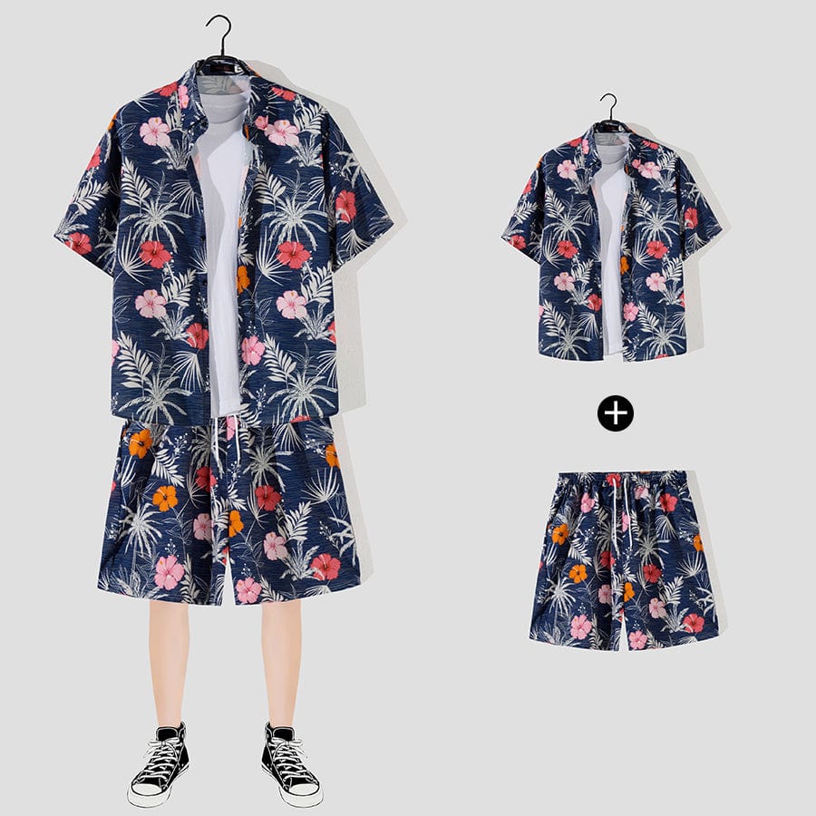THATLILSHOP Hawaiian Beach Style Shirt & Shorts Set
