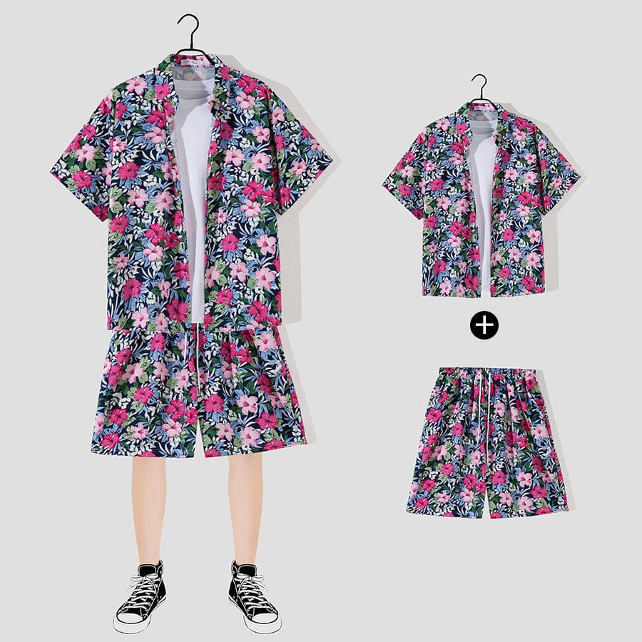 THATLILSHOP Hawaiian Beach Style Shirt & Shorts Set