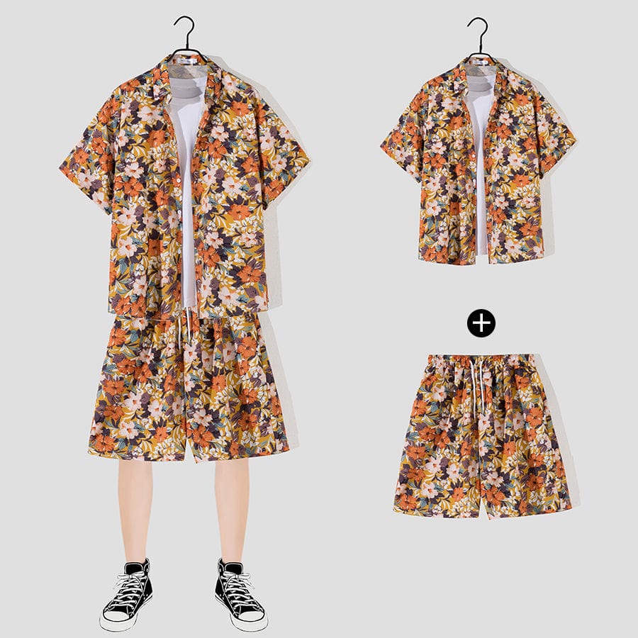 THATLILSHOP Hawaiian Beach Style Shirt & Shorts Set