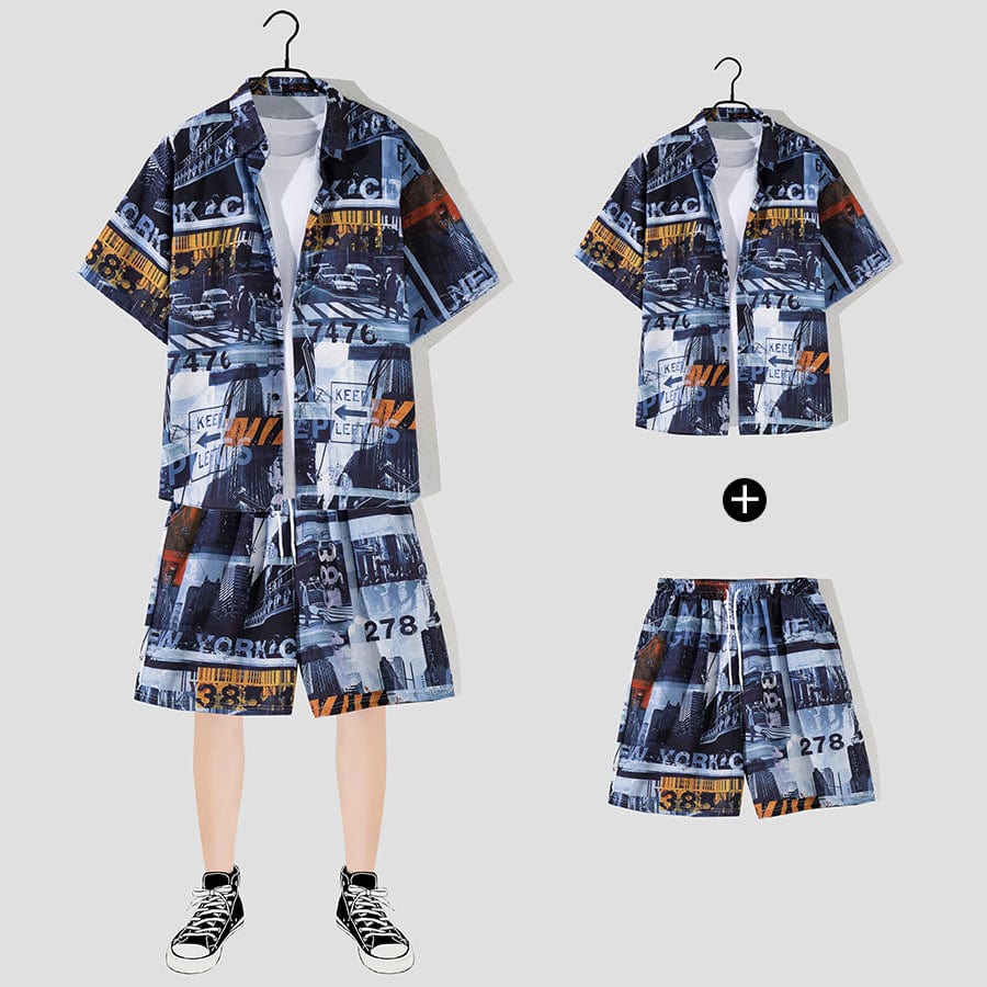 THATLILSHOP Hawaiian Beach Style Shirt & Shorts Set
