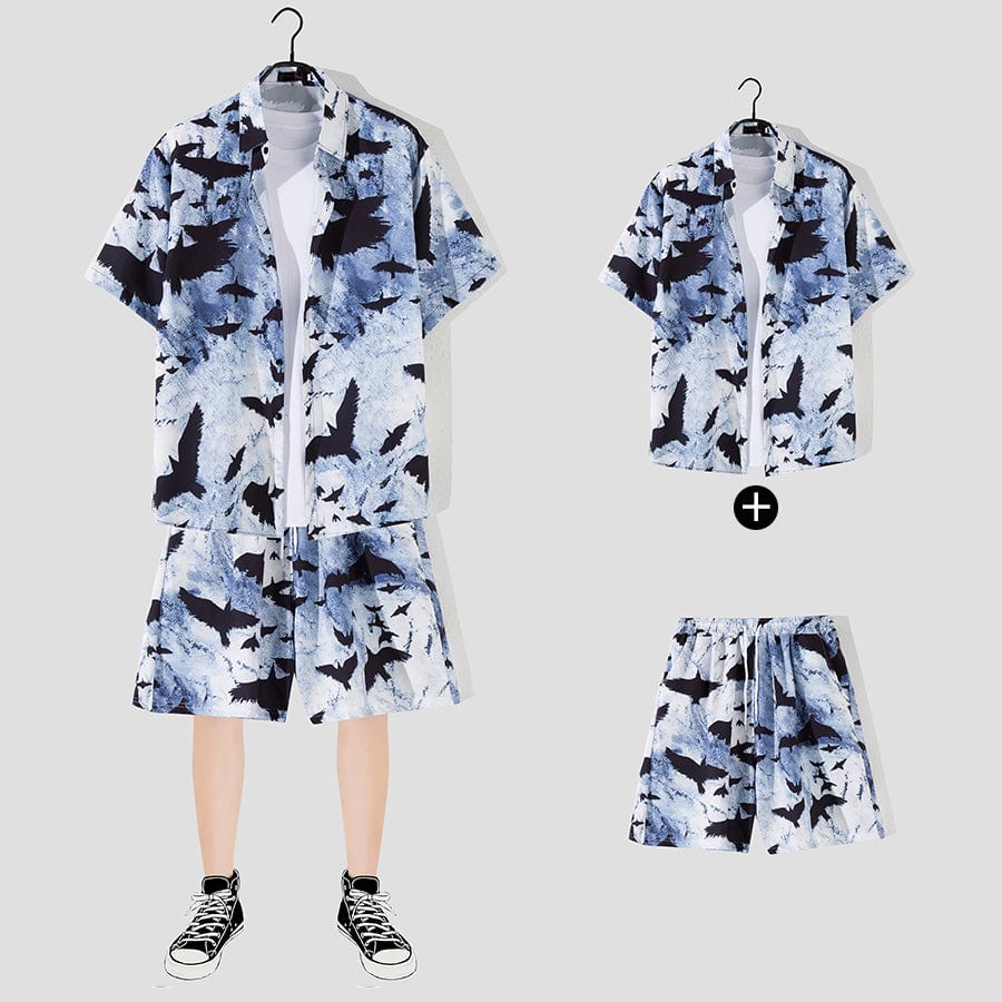 THATLILSHOP Hawaiian Beach Style Shirt & Shorts Set