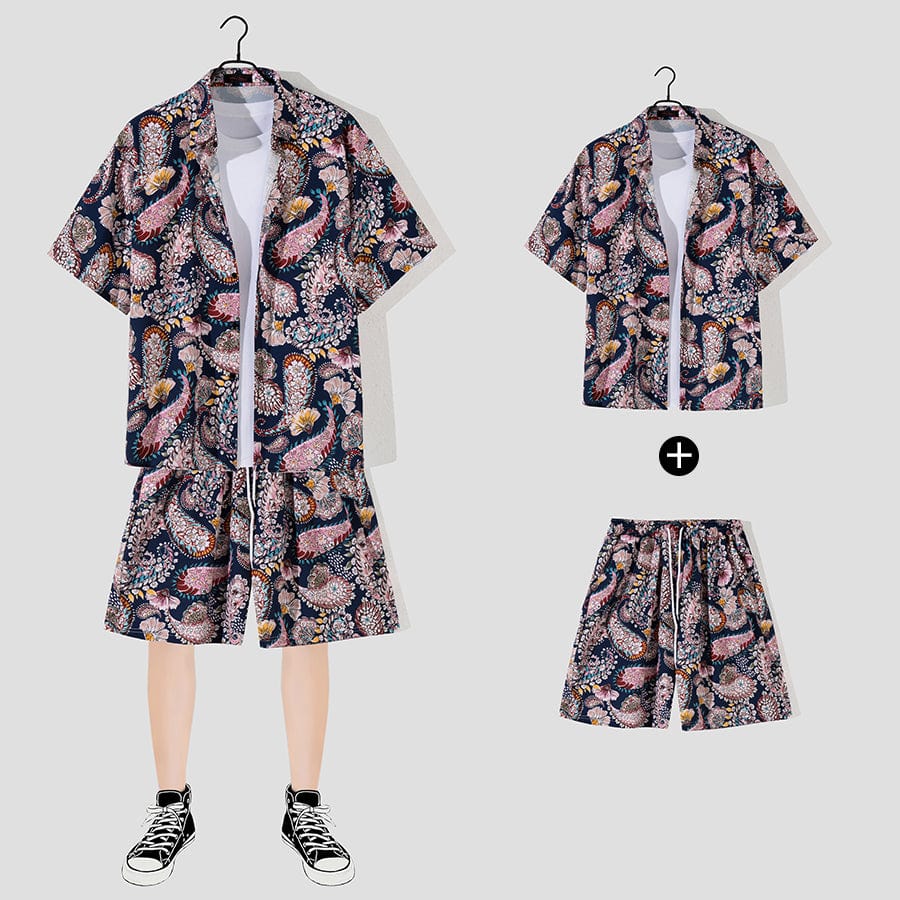 THATLILSHOP Hawaiian Beach Style Shirt & Shorts Set