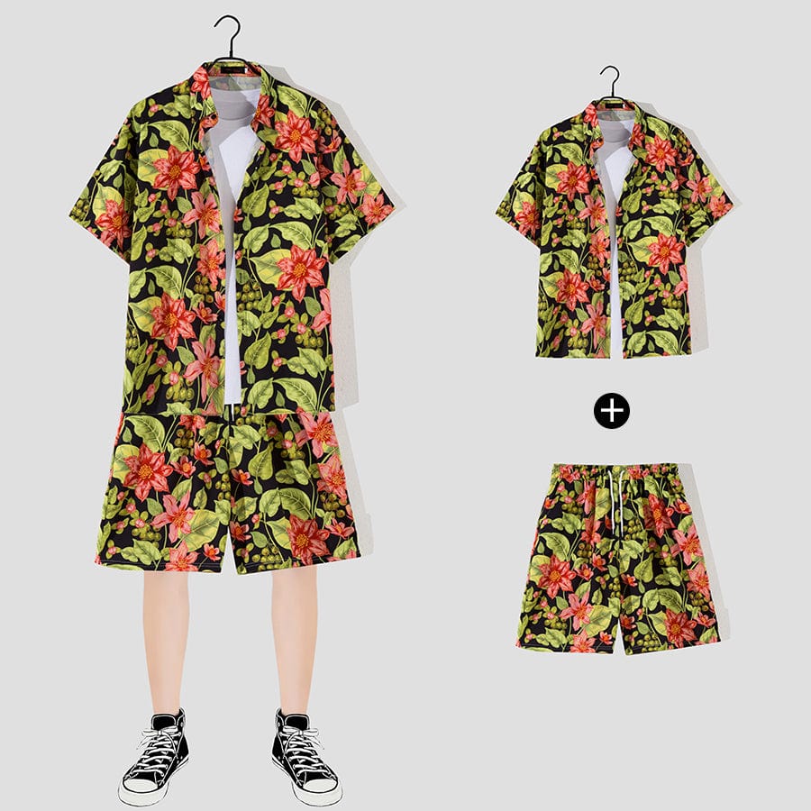 THATLILSHOP Hawaiian Beach Style Shirt & Shorts Set