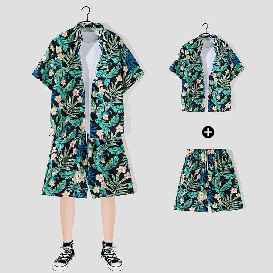 THATLILSHOP Hawaiian Beach Style Shirt & Shorts Set