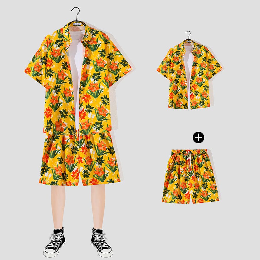 THATLILSHOP Hawaiian Beach Style Shirt & Shorts Set
