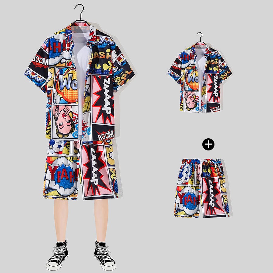 THATLILSHOP Hawaiian Beach Style Shirt & Shorts Set