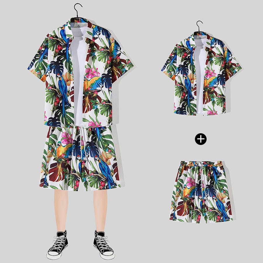 THATLILSHOP Hawaiian Beach Style Shirt & Shorts Set