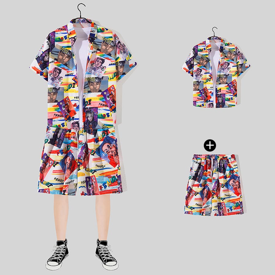 THATLILSHOP Hawaiian Beach Style Shirt & Shorts Set