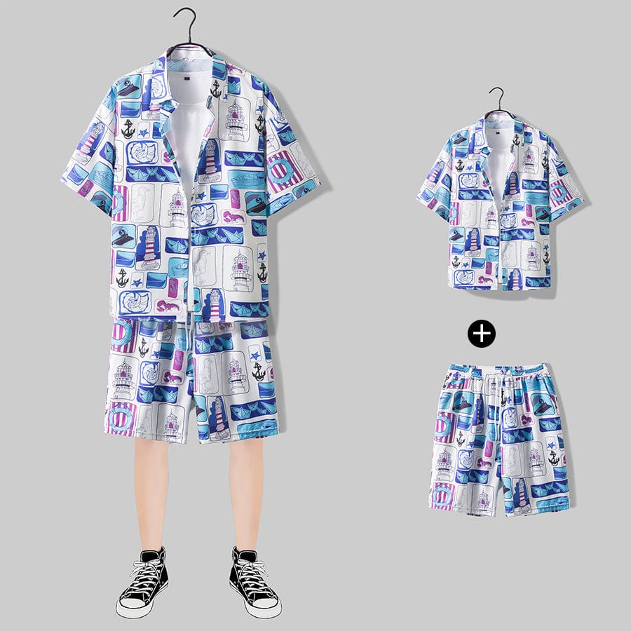 THATLILSHOP Hawaiian Beach Style Shirt & Shorts Set