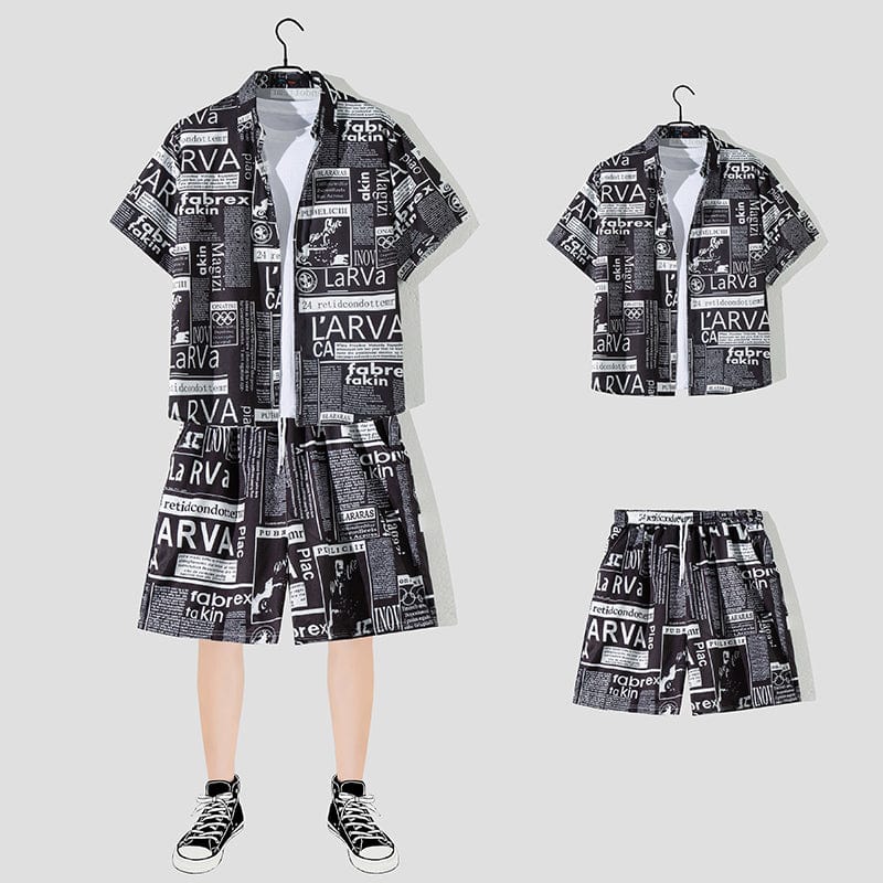 THATLILSHOP Hawaiian Beach Style Shirt & Shorts Set