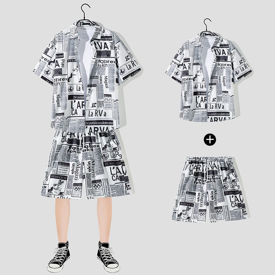 THATLILSHOP Hawaiian Beach Style Shirt & Shorts Set