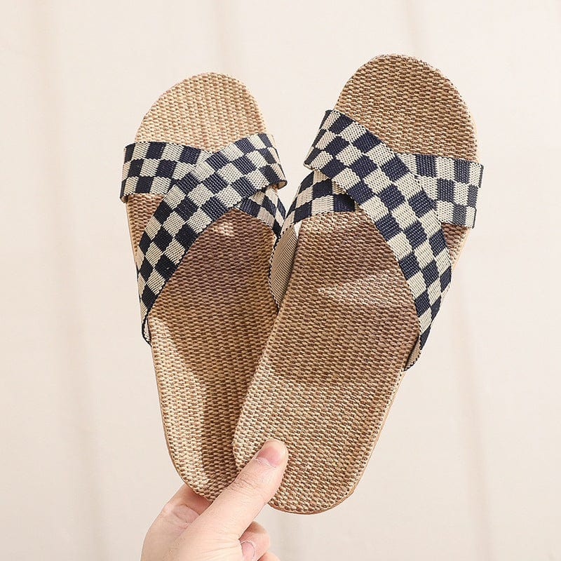 THATLILSHOP Plaid Blue / US 5-6 Sweat-absorbing slippers