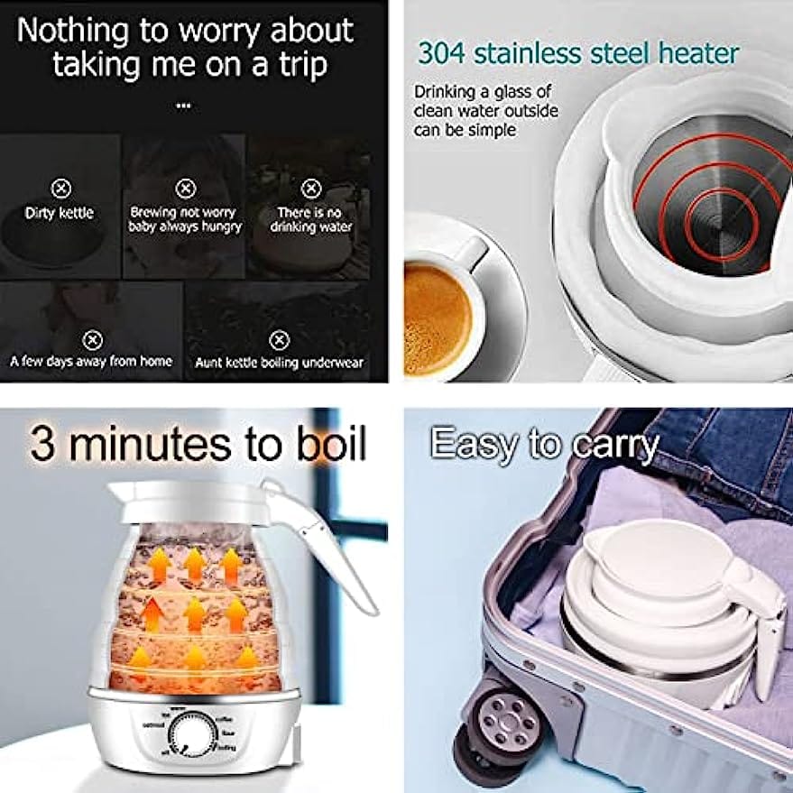 THATLILSHOP White Travel Electric Kettle