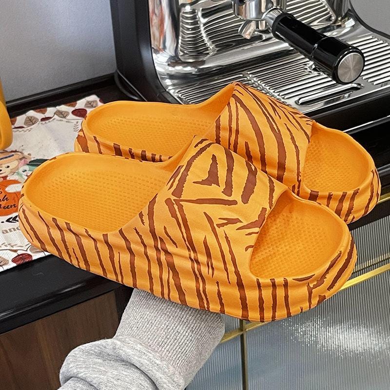 Thatlilshop Tiger Stripe Women 5-5.5/Men 4.5-5 Watermelon tiger print slippers