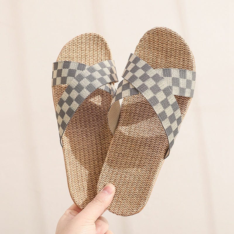THATLILSHOP Checkered grey / US 5-6 Sweat-absorbing slippers