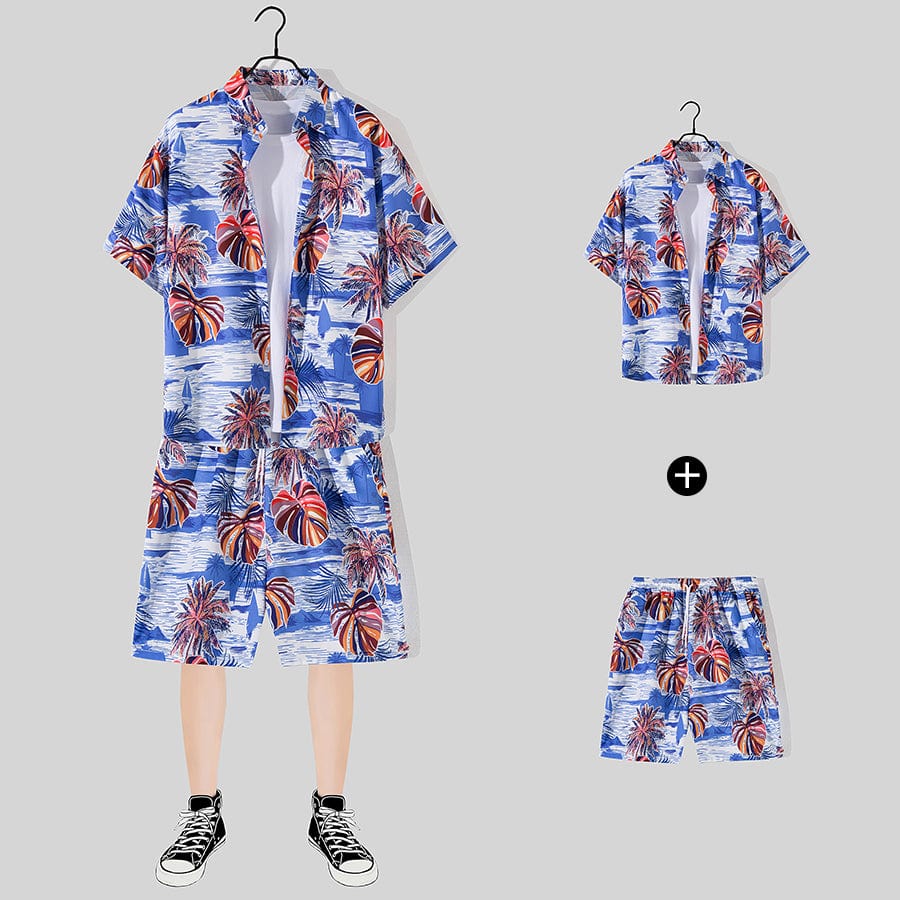 THATLILSHOP Hawaiian Beach Style Shirt & Shorts Set