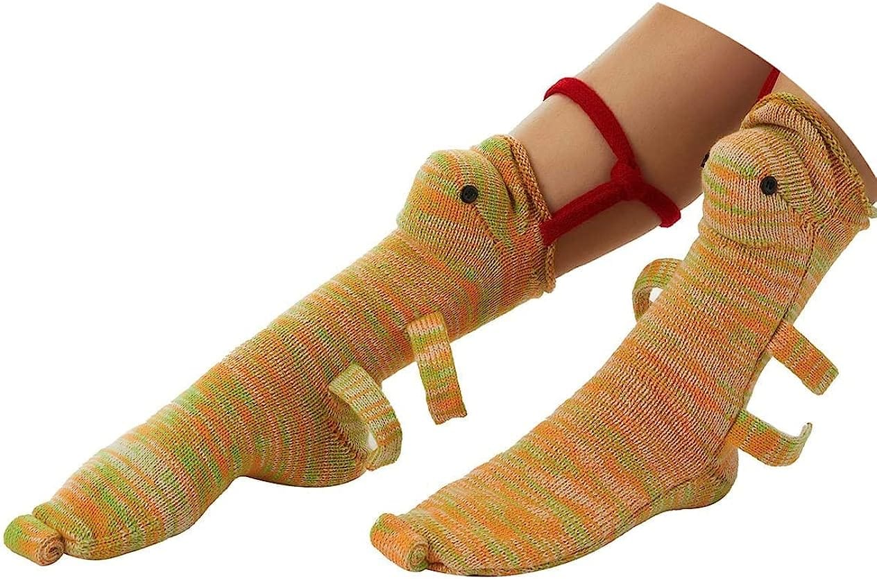 THATLILSHOP One Size / Chameleon Women Men Novelty Animal Pattern Socks Crazy Funny Knit Crocodile Socks Funny Gifts