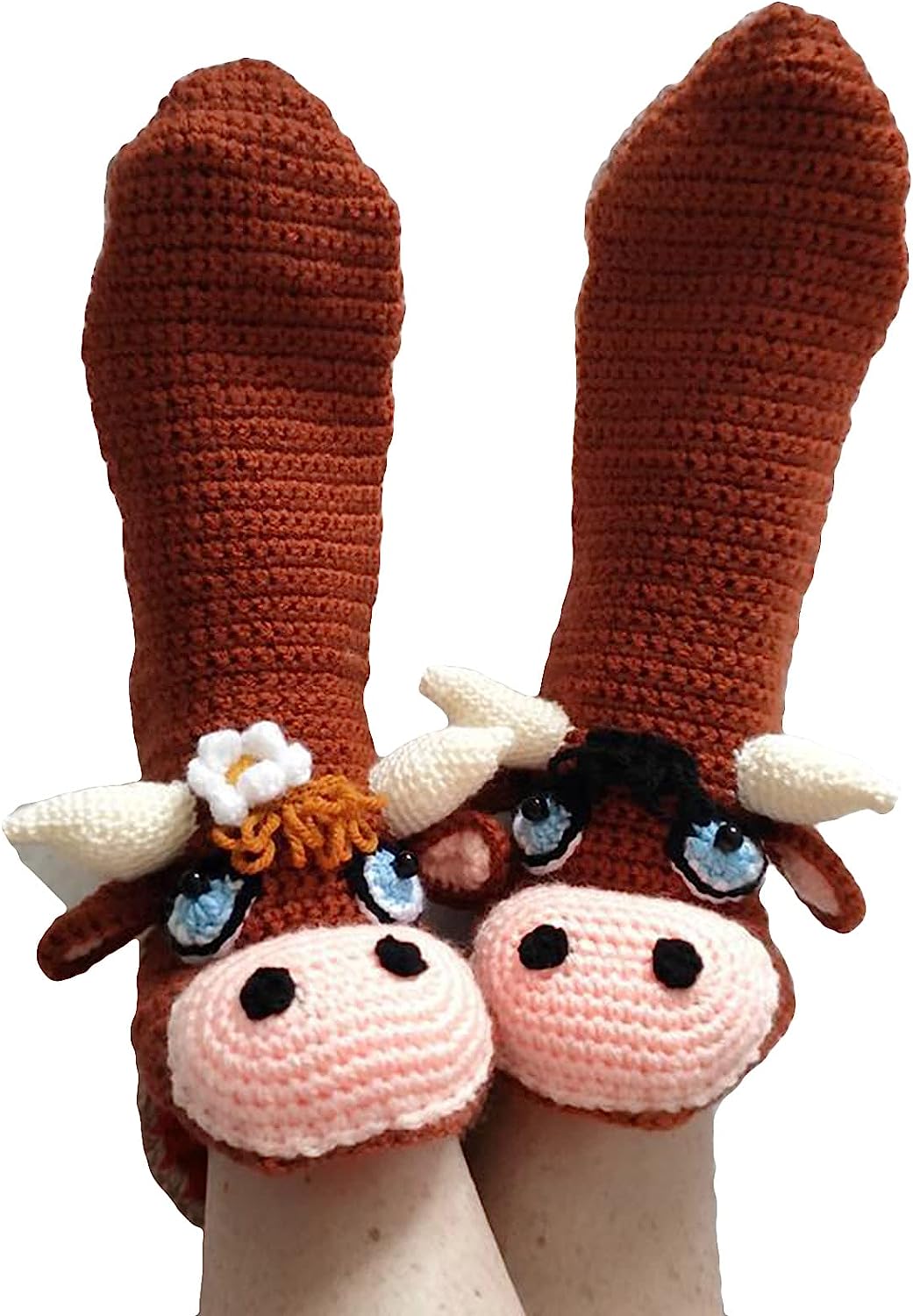 THATLILSHOP One Size / Cow Brown Women Men Novelty Animal Pattern Socks Crazy Funny Knit Crocodile Socks Funny Gifts