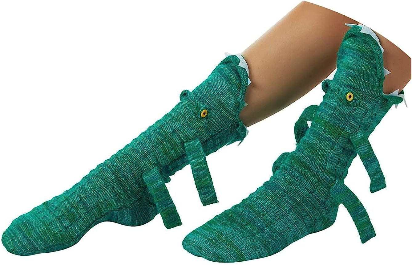 THATLILSHOP One Size / Crocodile Women Men Novelty Animal Pattern Socks Crazy Funny Knit Crocodile Socks Funny Gifts