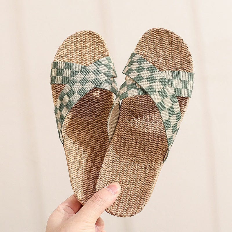 THATLILSHOP Plaid Green / US 5-6 Sweat-absorbing slippers