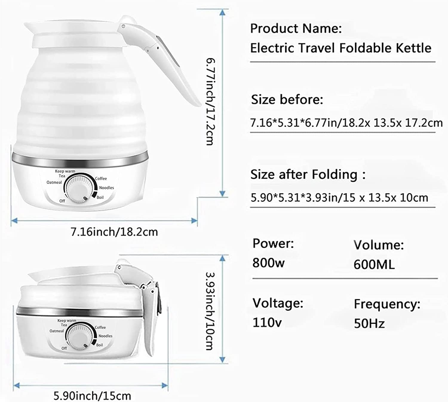 THATLILSHOP White Travel Electric Kettle