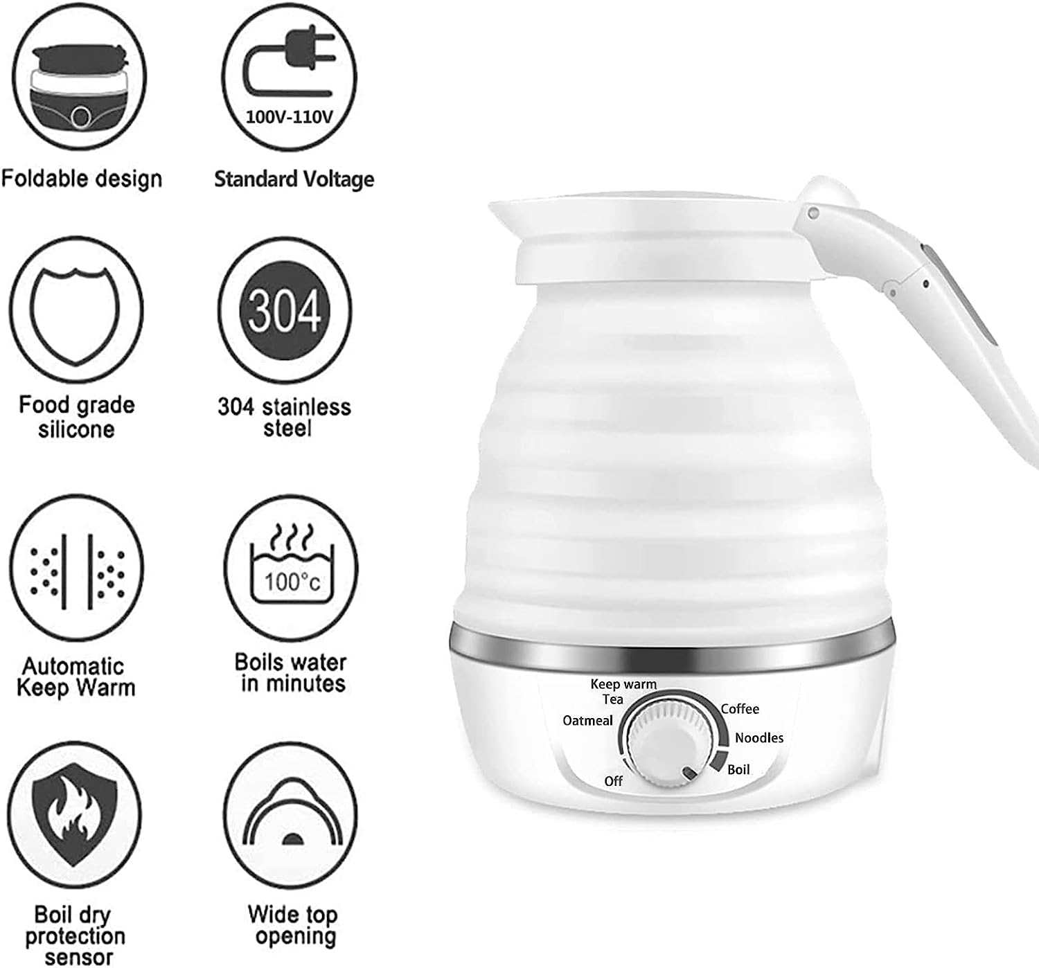 THATLILSHOP White Travel Electric Kettle