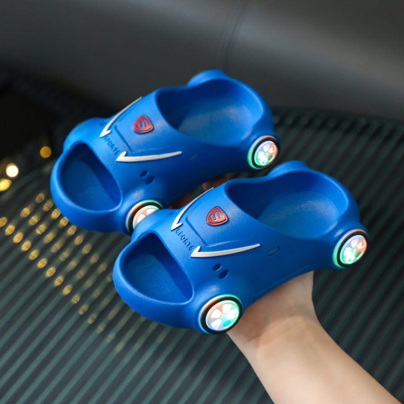 Thatlilshop 6-5.7in / Blue 2023 New Sports Car Style Kids Luminous Slippers