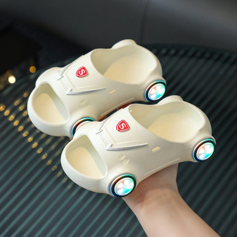Thatlilshop 6-5.7in / White 2023 New Sports Car Style Kids Luminous Slippers